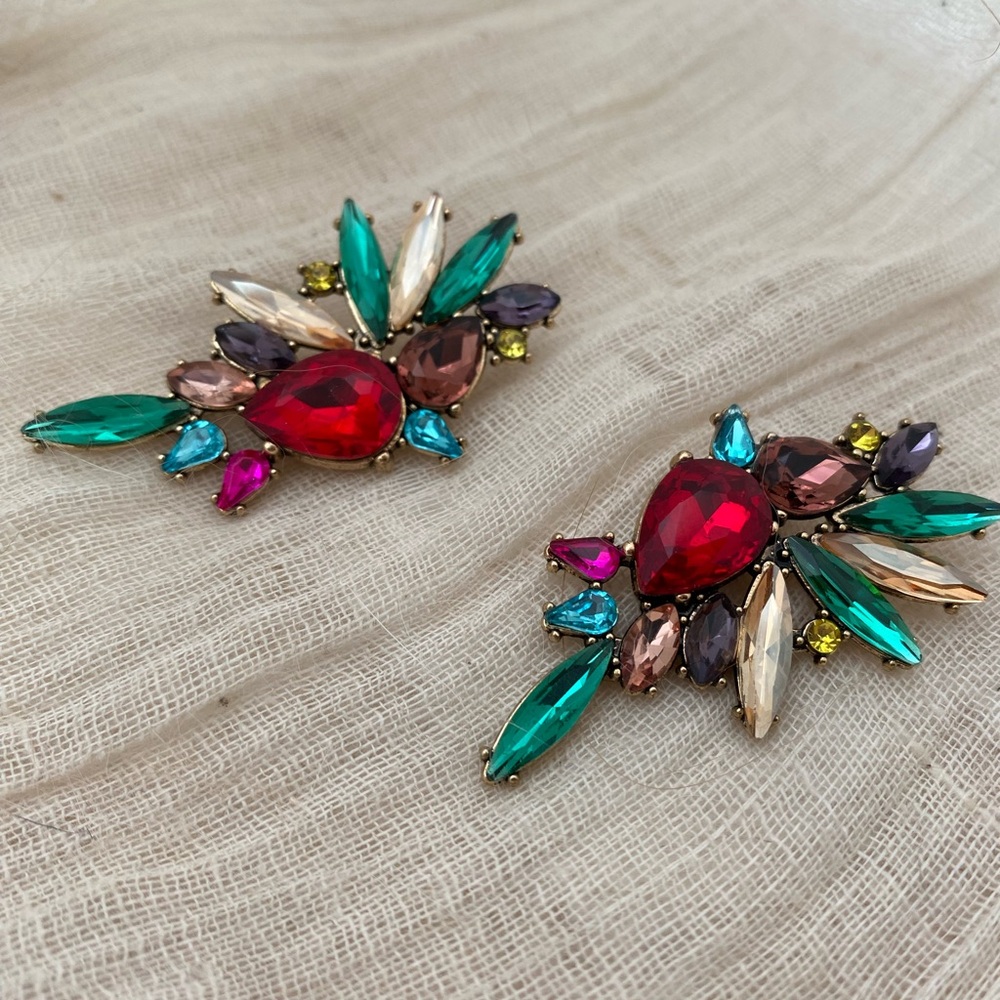 Statement Multicolor Gemstone Earrings - image 2
